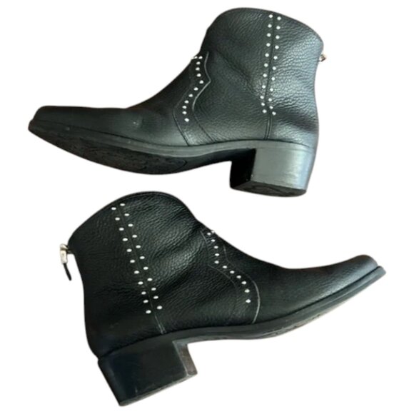 Brighton Women's Wonder Black Leather Studded Ankle Boots Back Zip Sz. 8M - Picture 7 of 9